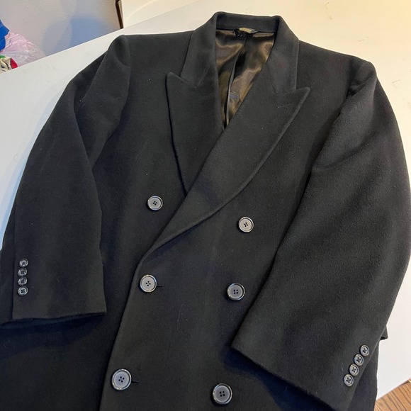 Bloomingdale's Other - Bloomingdale's Loro Piana 100% Cashmere Double Breasted Overcoat Black 46R USA‎